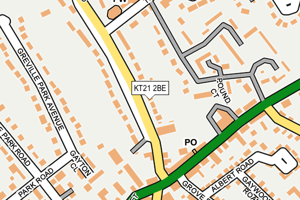 KT21 2BE map - OS OpenMap – Local (Ordnance Survey)
