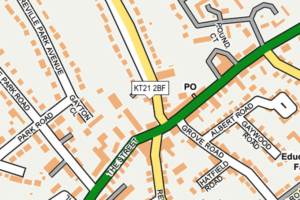 KT21 2BF map - OS OpenMap – Local (Ordnance Survey)