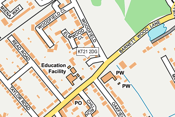 KT21 2DG map - OS OpenMap – Local (Ordnance Survey)