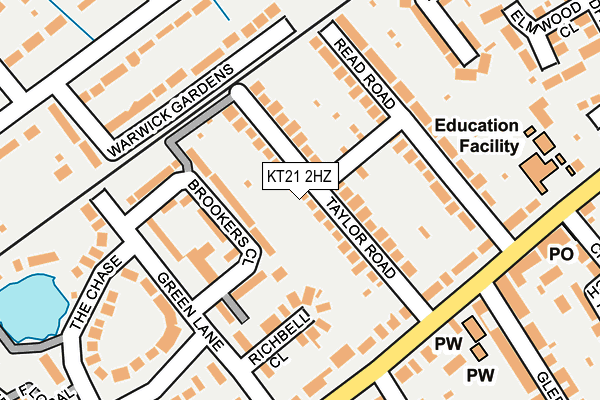 KT21 2HZ map - OS OpenMap – Local (Ordnance Survey)