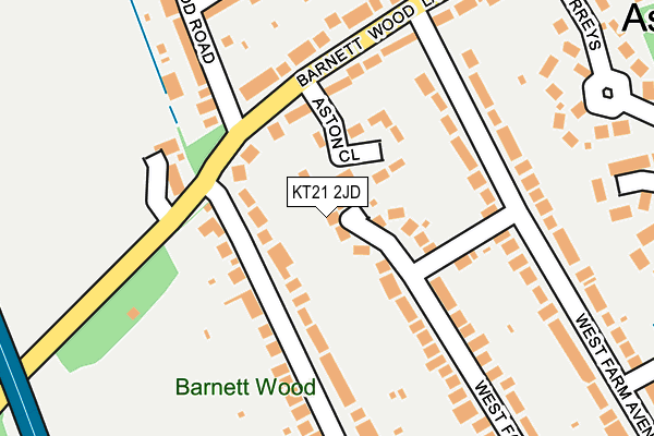 KT21 2JD map - OS OpenMap – Local (Ordnance Survey)