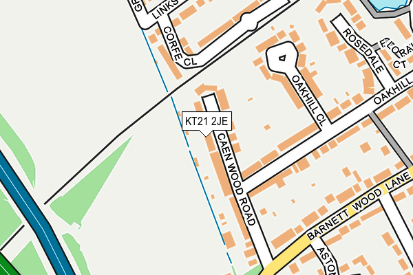 KT21 2JE map - OS OpenMap – Local (Ordnance Survey)