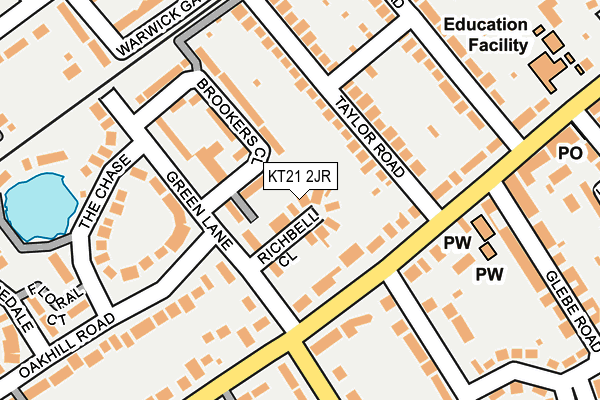 KT21 2JR map - OS OpenMap – Local (Ordnance Survey)