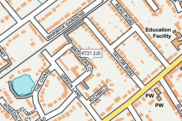 KT21 2JS map - OS OpenMap – Local (Ordnance Survey)