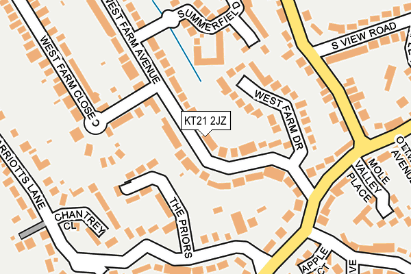 KT21 2JZ map - OS OpenMap – Local (Ordnance Survey)