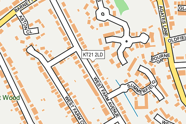 KT21 2LD map - OS OpenMap – Local (Ordnance Survey)