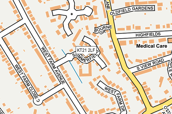 KT21 2LF map - OS OpenMap – Local (Ordnance Survey)