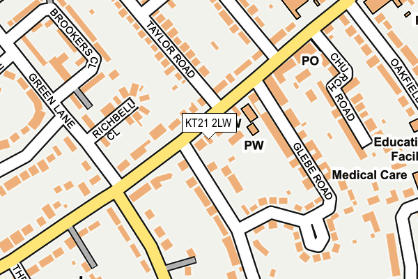 KT21 2LW map - OS OpenMap – Local (Ordnance Survey)