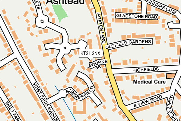 KT21 2NX map - OS OpenMap – Local (Ordnance Survey)