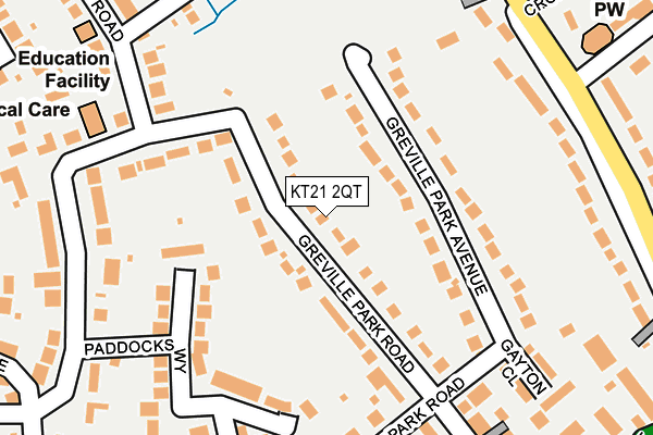 KT21 2QT map - OS OpenMap – Local (Ordnance Survey)