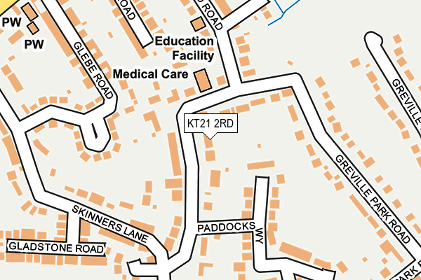 Map of OAKFIELD CARE (ASHTEAD) LTD at local scale