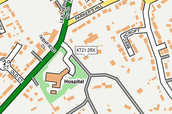 KT21 2RX map - OS OpenMap – Local (Ordnance Survey)