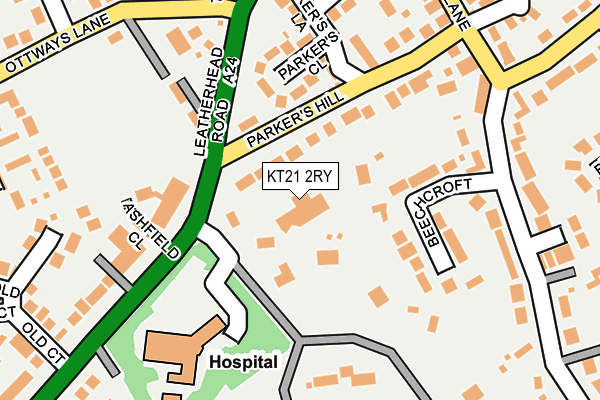 KT21 2RY map - OS OpenMap – Local (Ordnance Survey)