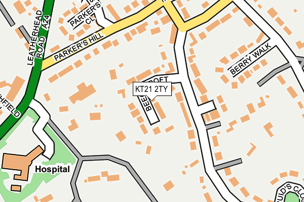 KT21 2TY map - OS OpenMap – Local (Ordnance Survey)