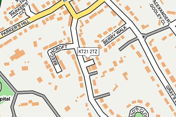 KT21 2TZ map - OS OpenMap – Local (Ordnance Survey)