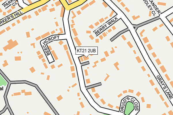 KT21 2UB map - OS OpenMap – Local (Ordnance Survey)