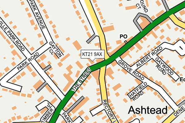 KT21 9AX map - OS OpenMap – Local (Ordnance Survey)