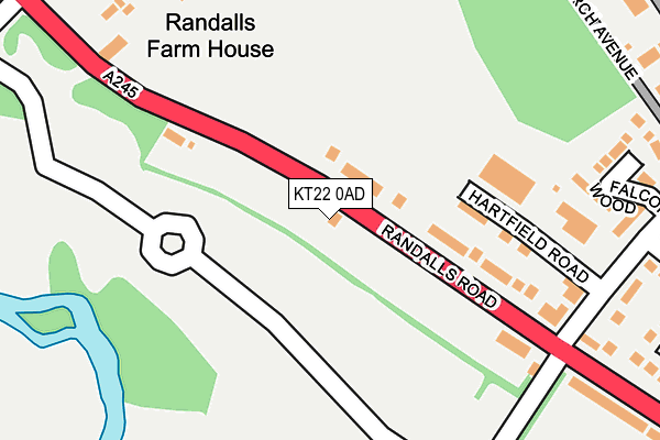 KT22 0AD map - OS OpenMap – Local (Ordnance Survey)