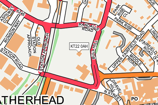 KT22 0AH map - OS OpenMap – Local (Ordnance Survey)