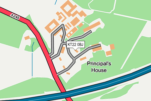 KT22 0BJ map - OS OpenMap – Local (Ordnance Survey)