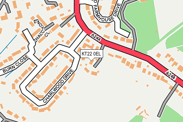 KT22 0EL map - OS OpenMap – Local (Ordnance Survey)