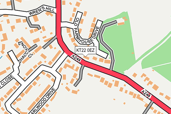 KT22 0EZ map - OS OpenMap – Local (Ordnance Survey)