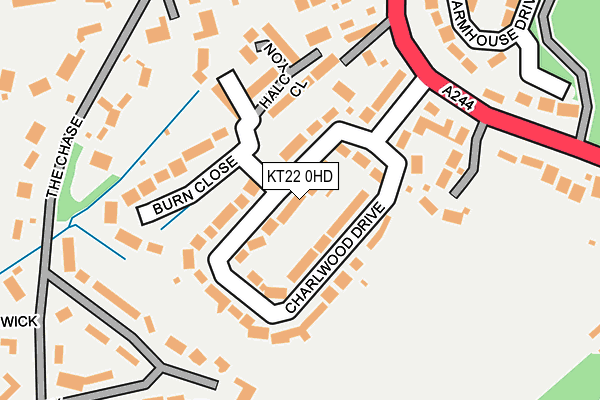 KT22 0HD map - OS OpenMap – Local (Ordnance Survey)