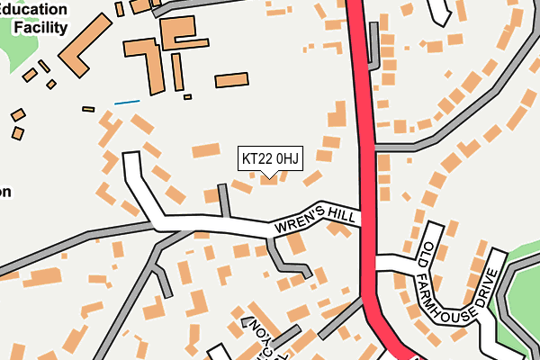 KT22 0HJ map - OS OpenMap – Local (Ordnance Survey)