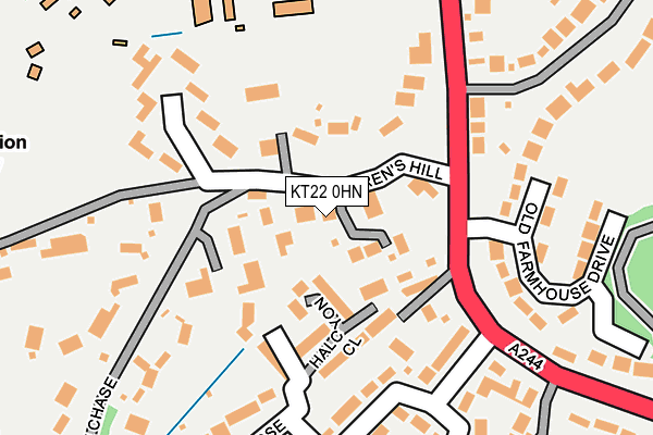 KT22 0HN map - OS OpenMap – Local (Ordnance Survey)