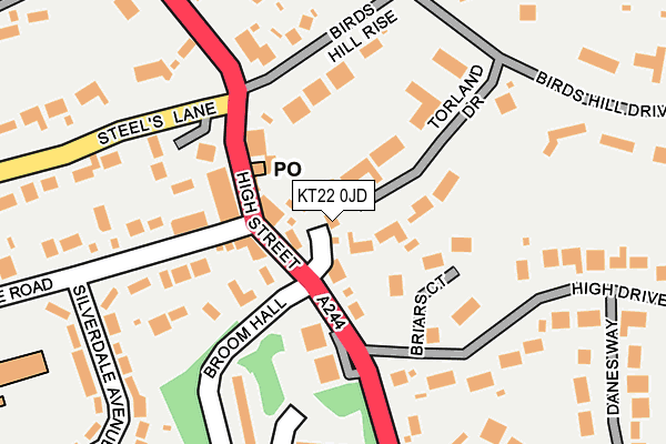 KT22 0JD map - OS OpenMap – Local (Ordnance Survey)