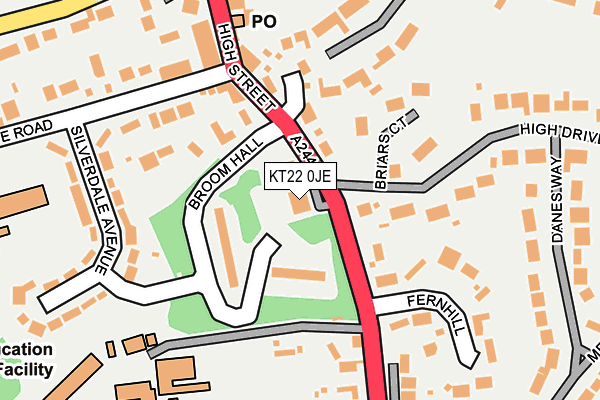 KT22 0JE map - OS OpenMap – Local (Ordnance Survey)
