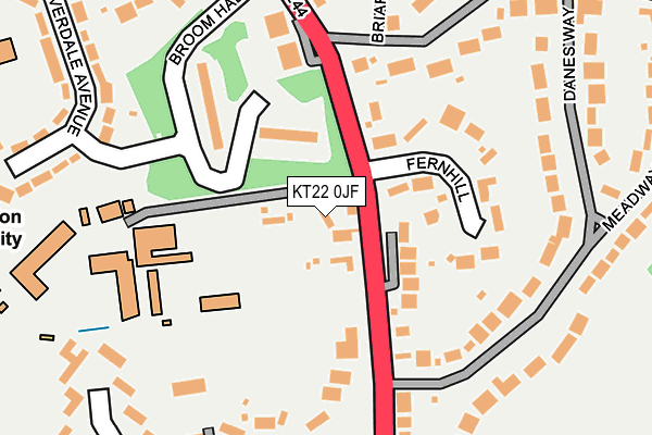 KT22 0JF map - OS OpenMap – Local (Ordnance Survey)