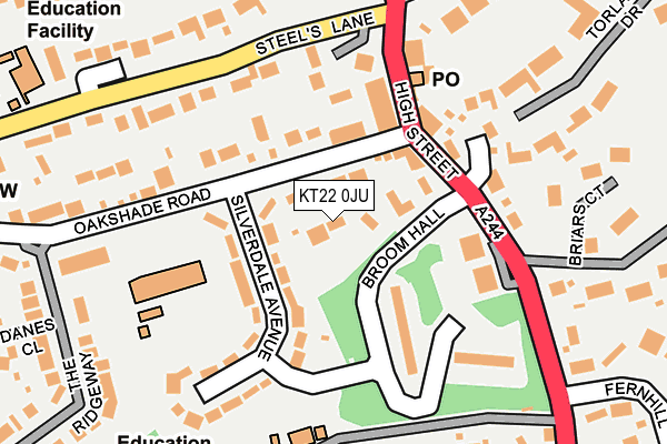 KT22 0JU map - OS OpenMap – Local (Ordnance Survey)