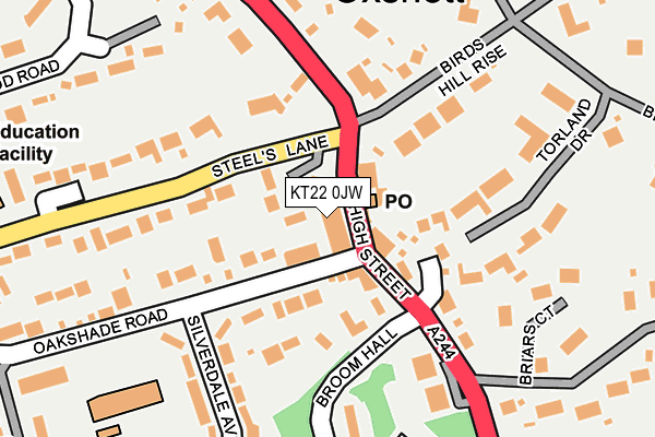 KT22 0JW map - OS OpenMap – Local (Ordnance Survey)