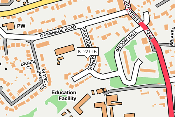KT22 0LB map - OS OpenMap – Local (Ordnance Survey)