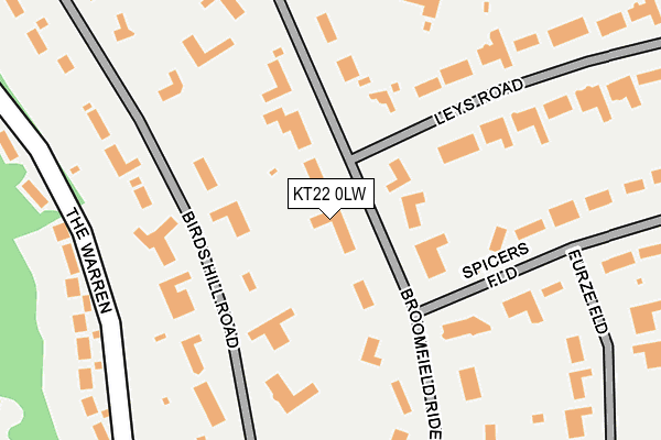 KT22 0LW map - OS OpenMap – Local (Ordnance Survey)