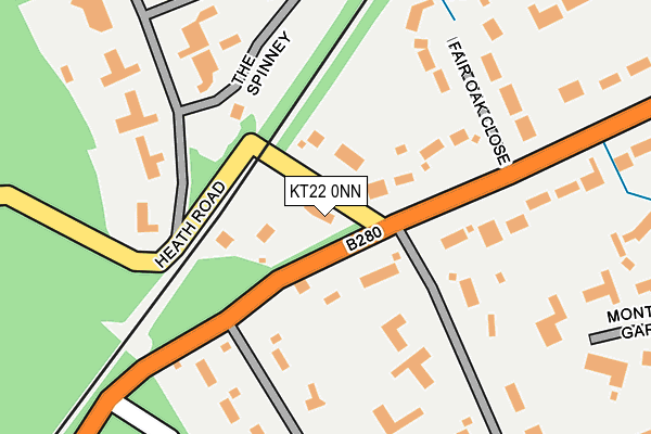 KT22 0NN map - OS OpenMap – Local (Ordnance Survey)