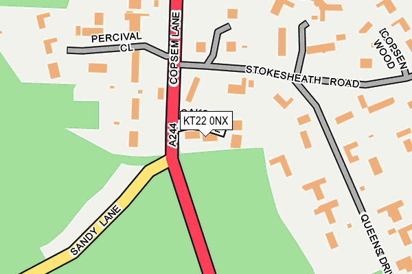 KT22 0NX map - OS OpenMap – Local (Ordnance Survey)