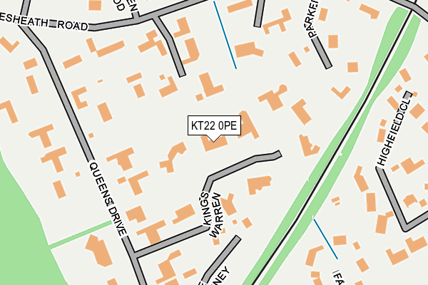 KT22 0PE map - OS OpenMap – Local (Ordnance Survey)