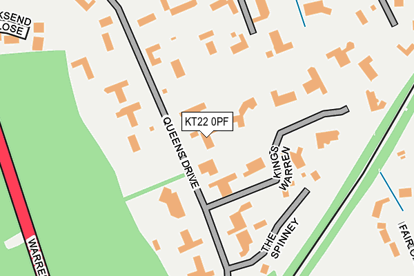 KT22 0PF map - OS OpenMap – Local (Ordnance Survey)