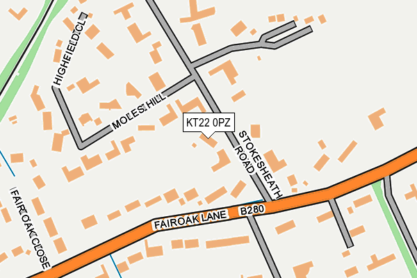 KT22 0PZ map - OS OpenMap – Local (Ordnance Survey)