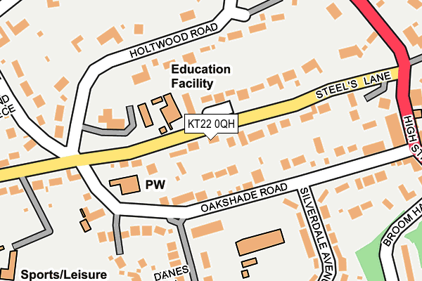 KT22 0QH map - OS OpenMap – Local (Ordnance Survey)