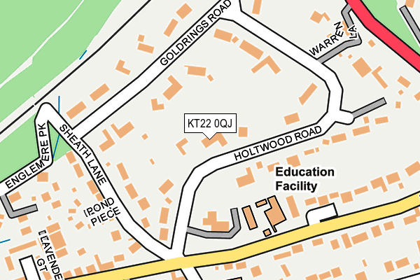KT22 0QJ map - OS OpenMap – Local (Ordnance Survey)
