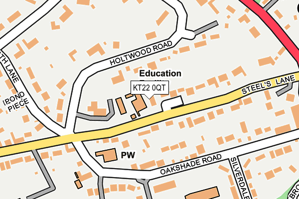 KT22 0QT map - OS OpenMap – Local (Ordnance Survey)