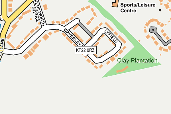 KT22 0RZ map - OS OpenMap – Local (Ordnance Survey)