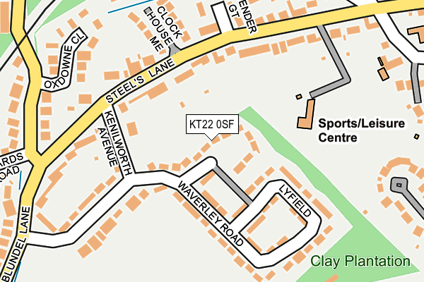 KT22 0SF map - OS OpenMap – Local (Ordnance Survey)