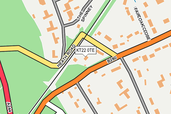 KT22 0TE map - OS OpenMap – Local (Ordnance Survey)