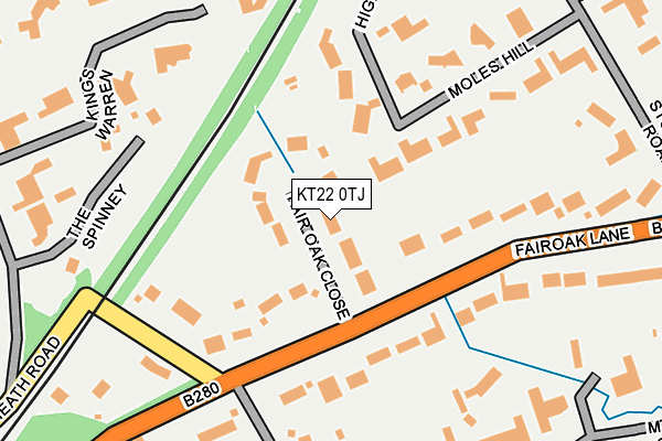 KT22 0TJ map - OS OpenMap – Local (Ordnance Survey)