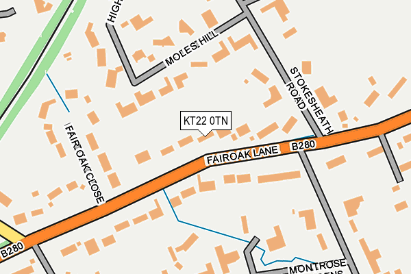 KT22 0TN map - OS OpenMap – Local (Ordnance Survey)
