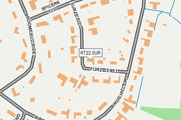 KT22 0UR map - OS OpenMap – Local (Ordnance Survey)